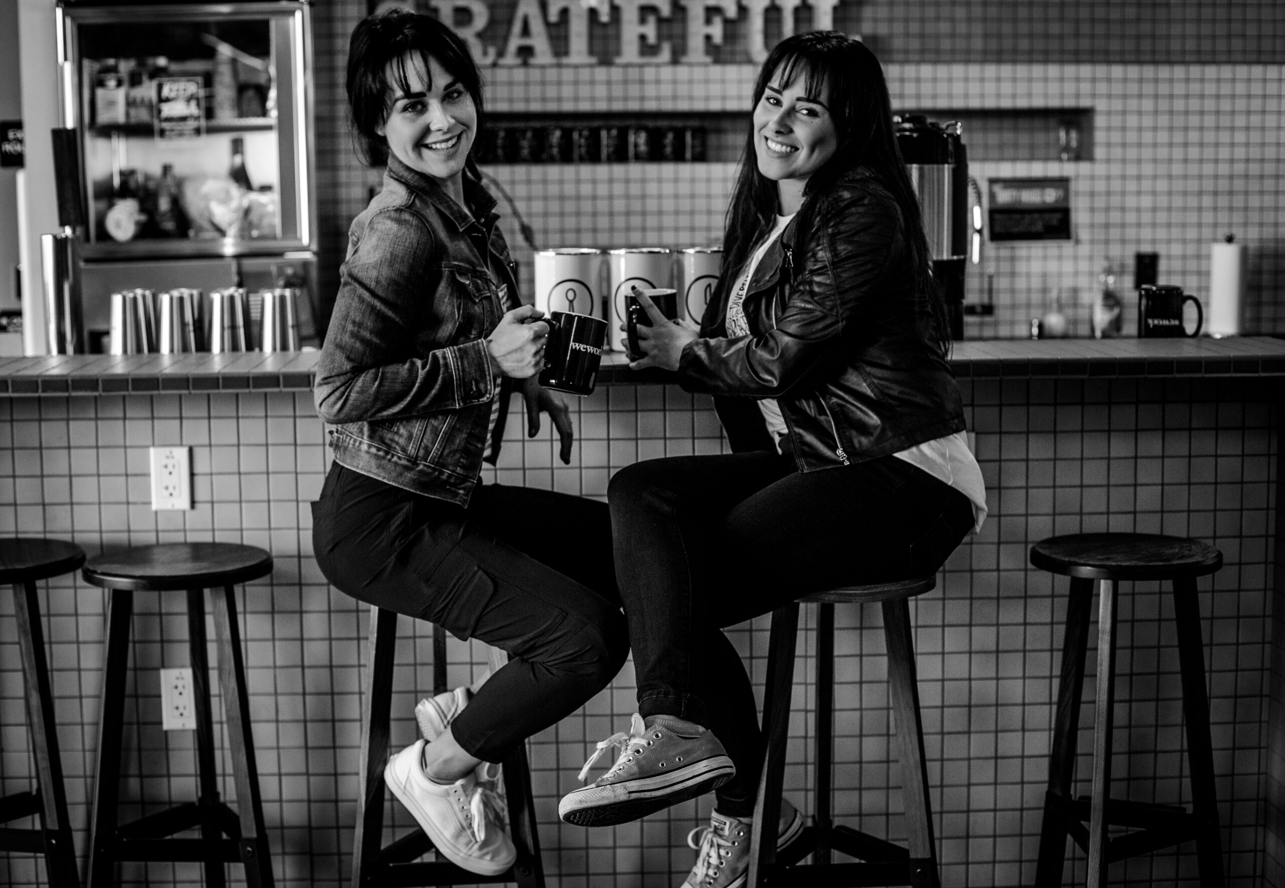 B and Megan Wyrick, co-founders of The Wyrick Outlook, at a coffee bar